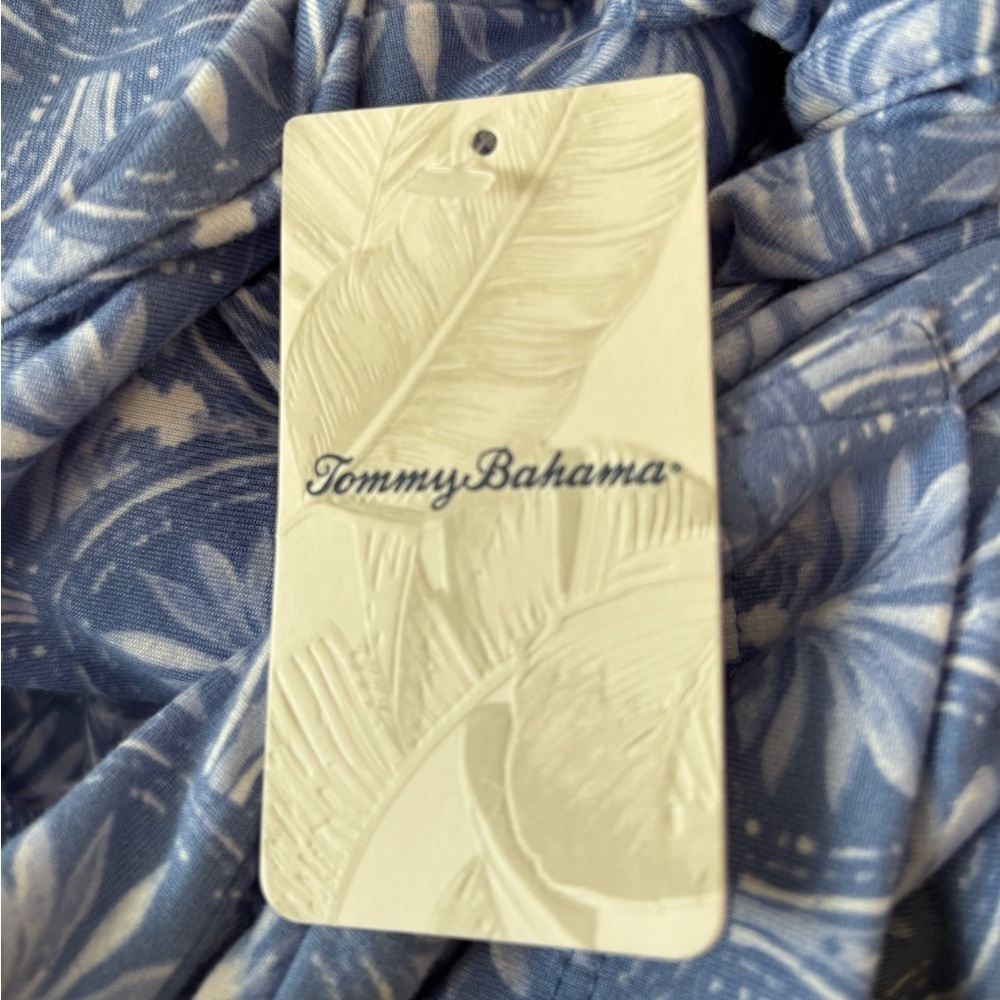 NWT TOMMY BAHAMA Short Robe Tropical Print Blue White Long Sleeve Size S/M P/M - Picture 5 of 6
